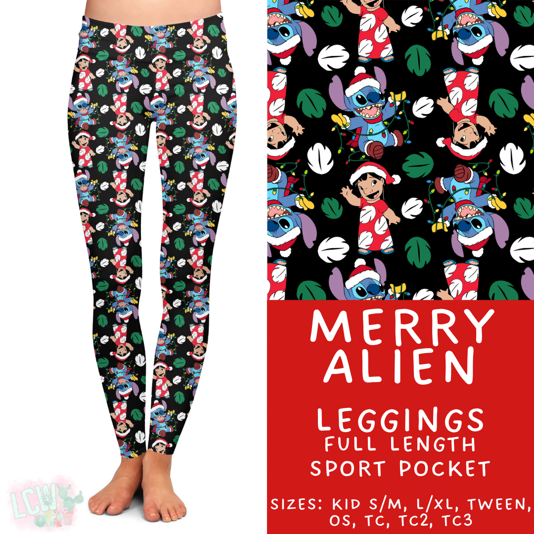 Ready to Ship - Merry Alien Full Length Leggings - Sport Pocket TC