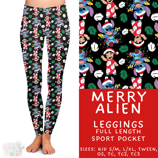Ready to Ship - Merry Alien Full Length Leggings - Sport Pocket TC