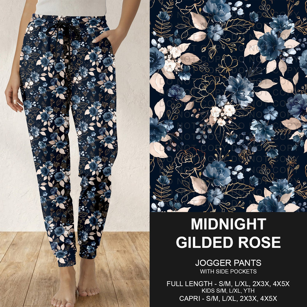 B317 - Preorder Midnight Gilded Rose Joggers (Closes 10/18. ETA: late Dec.)