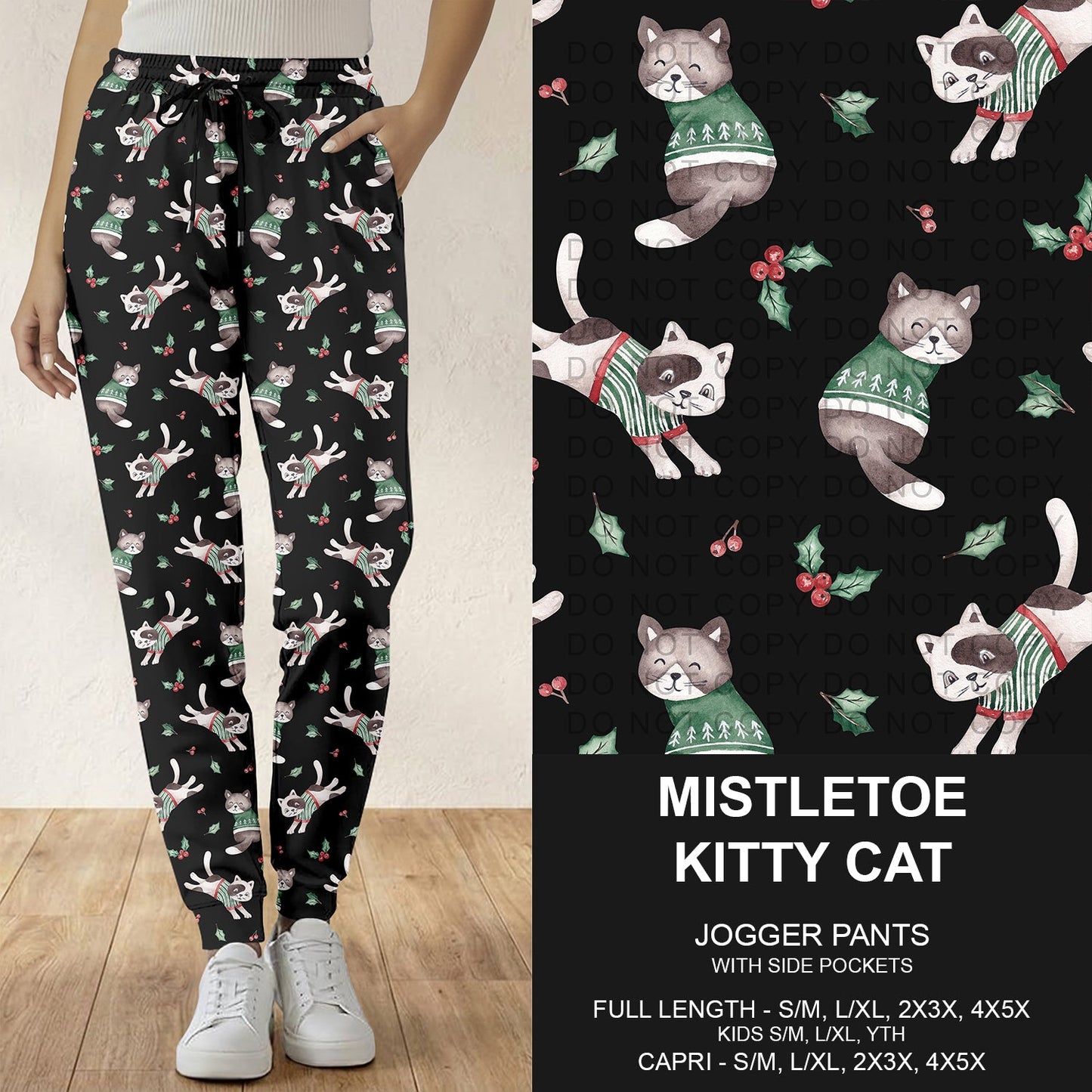 B303 - Preorder Mistletoe Kitty Cat Joggers (Closes 7/26. ETA: early Oct.)