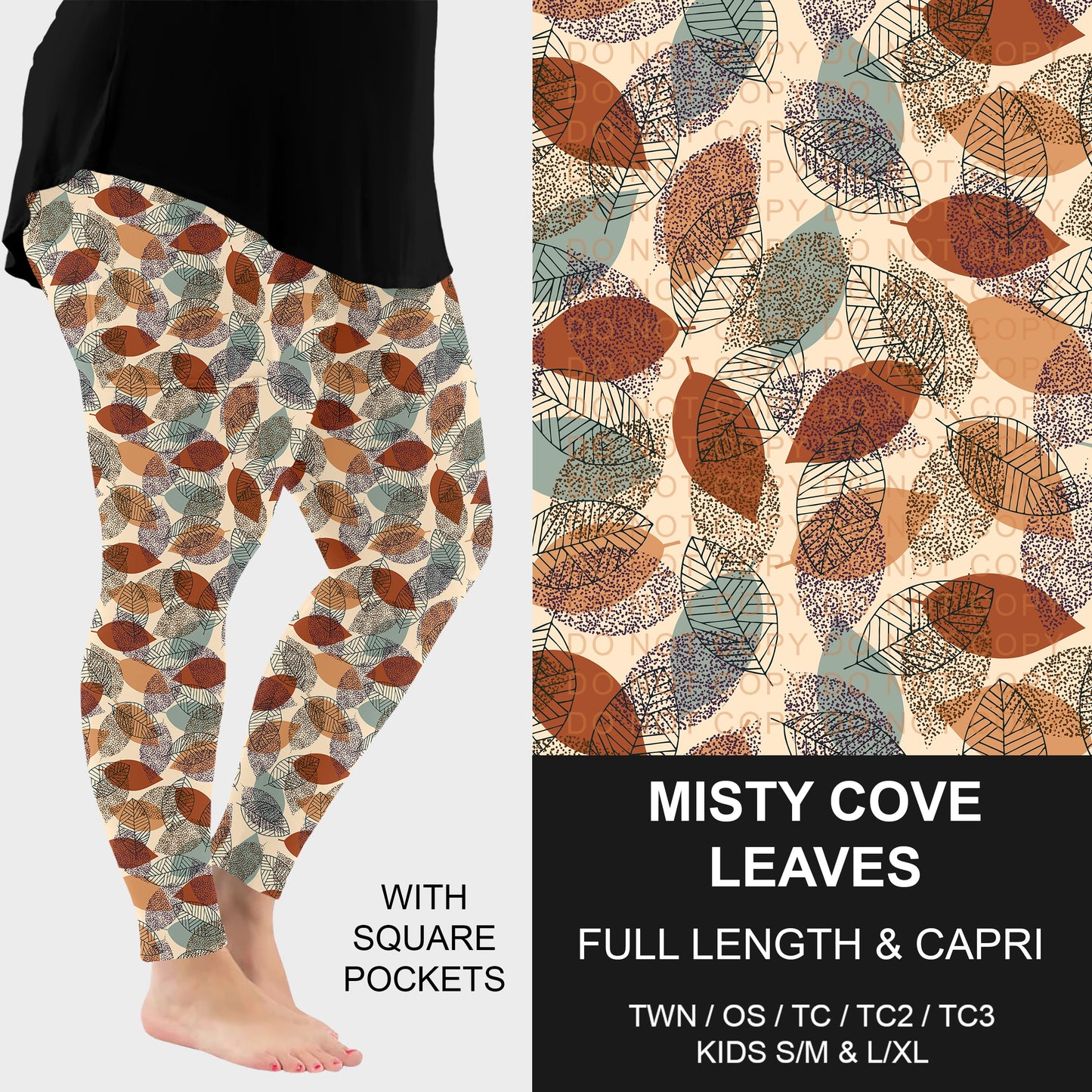 B308 - Preorder Misty Cove Leaves Leggings w/ Pockets (Closes 8/16. ETA: late Oct.)