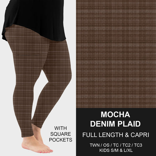 B301 - Preorder Mocha Denim Plaid Leggings w/ Pockets (Closes 7/19. ETA: late Sept.)