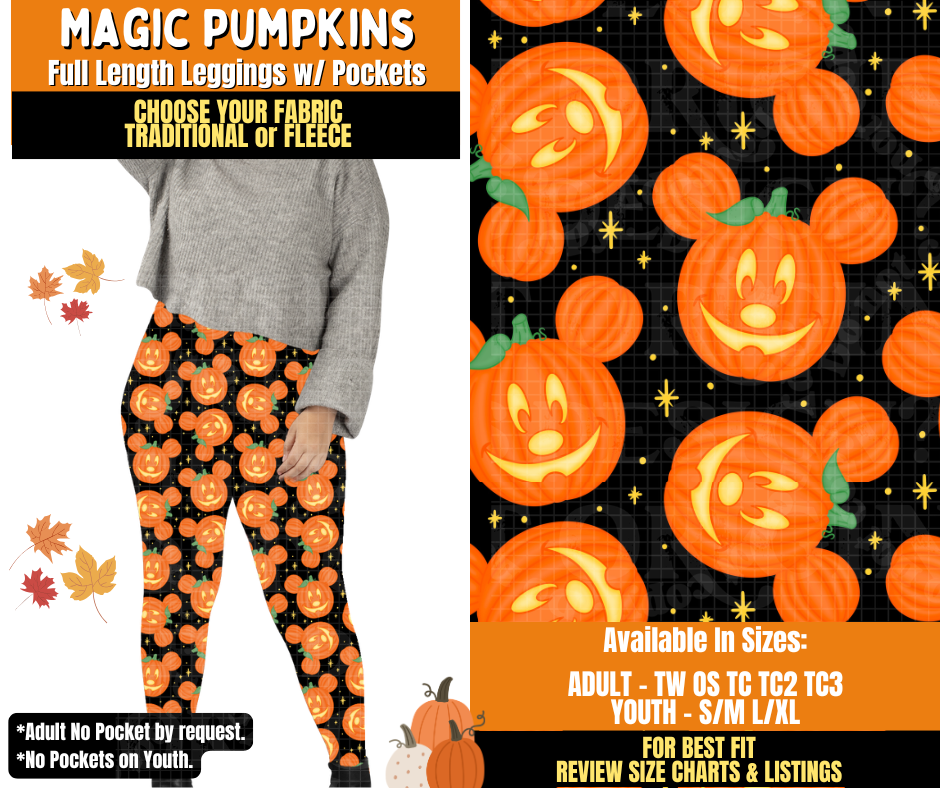 Preorder! Closes 7/16. ETA Oct. Magic Pumpkins Leggings Choose Fleece or Traditional