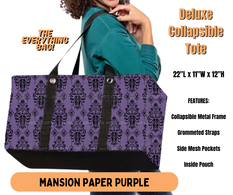 Preorder! Closes 7/2. ETA Oct. Mansion Paper Purple Collapsible Tote