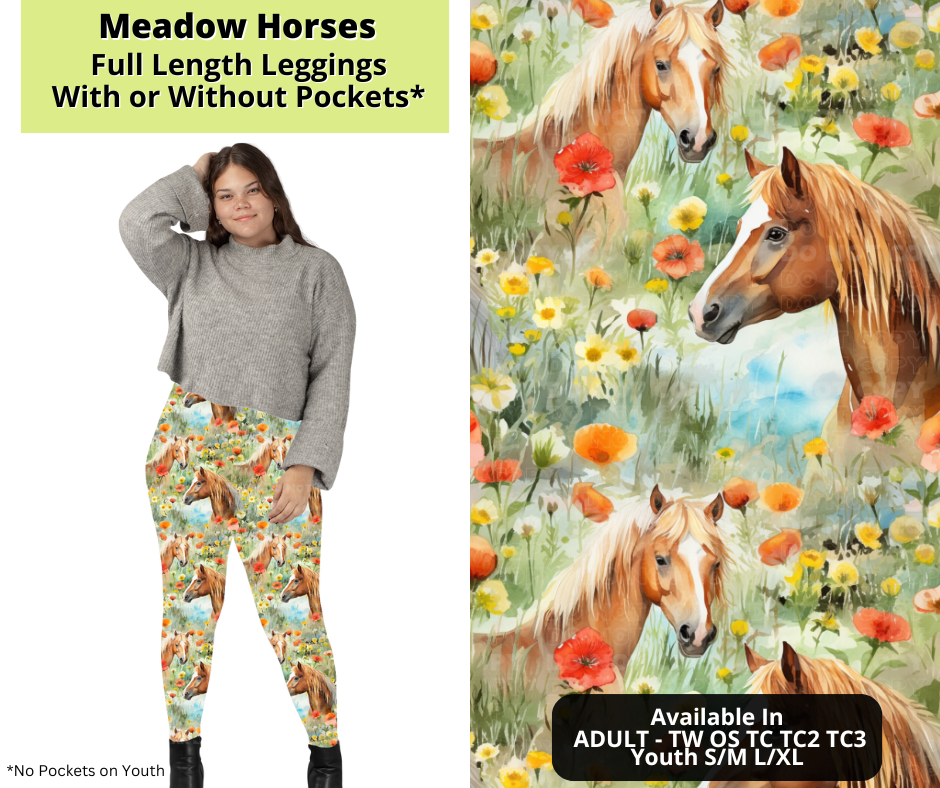 Preorder! Closes 3/24. ETA June. Meadow Horses Full Length Leggings w/wo Pockets