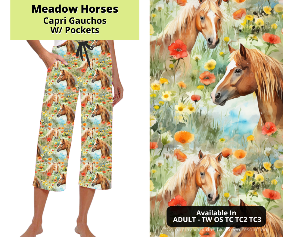 Preorder! Closes 3/24. ETA June. Meadow Horses Capri Gauchos