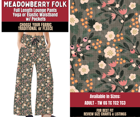 Preorder! Closes 9/7. ETA Dec. Meadowberry Folk Lounge Pants Choose Fleece or Traditional