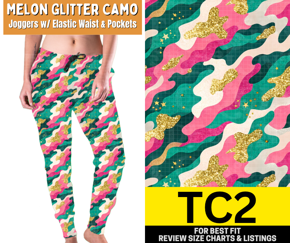 Melon Glitter Camo Joggers