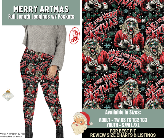 Preorder! Closes 9/15. ETA Dec. Merry Artmas Full Length Leggings w/wo Pockets