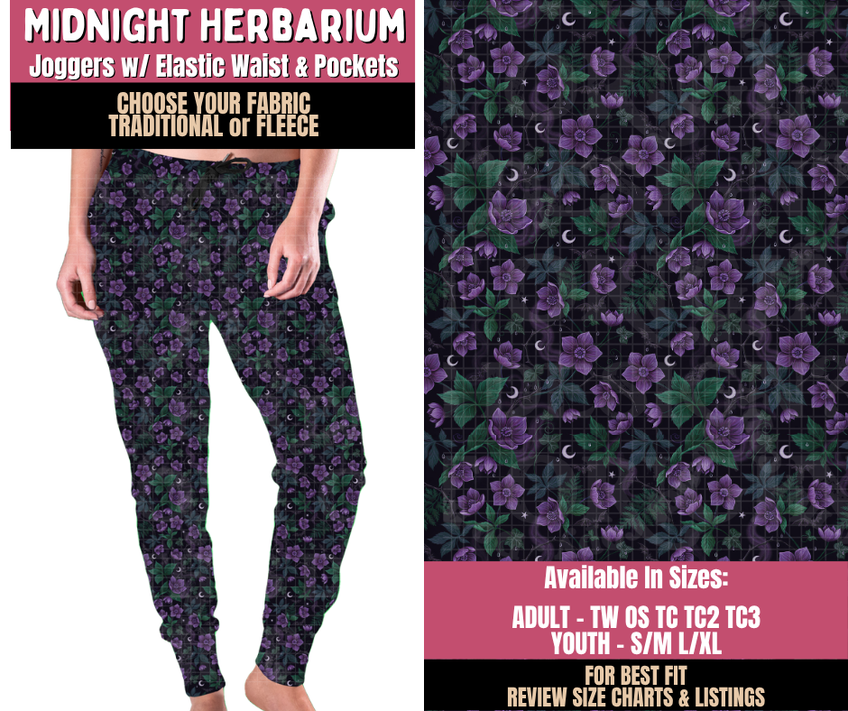 Preorder! Closes 10/1. ETA Dec. Midnight Herbarium Joggers Choose Fleece or Traditional