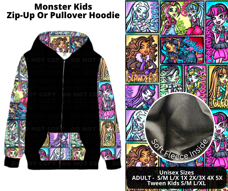 Preorder! Closes 12/2. ETA Feb. Monster Kids Zip-Up or Pullover Hoodie