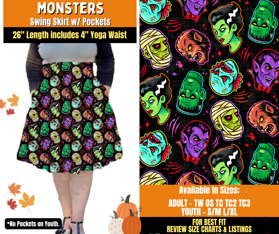 Preorder! Closes 7/16. ETA Oct. Monsters Swing Skirt