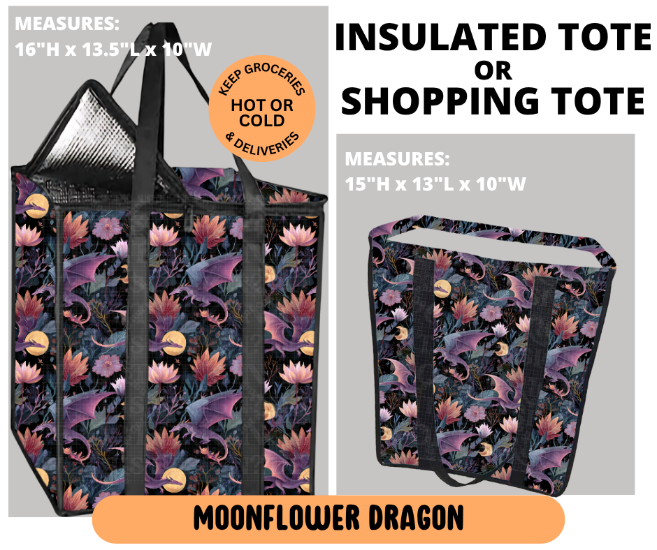 Preorder! Closes 6/29. ETA Sept. Moonflower Dragon Shopping & Insulated Tote