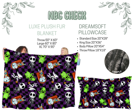 Preorder! Closes 10/9. ETA Dec. NBC Check Luxe Plush Fur Blanket and/or DreamSoft Pillowcase