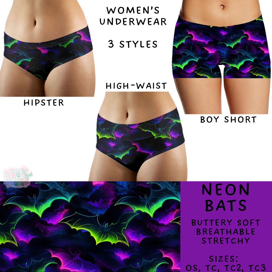 Ready To Ship - Neon Bats Women's Underwear Hipster & High Waist