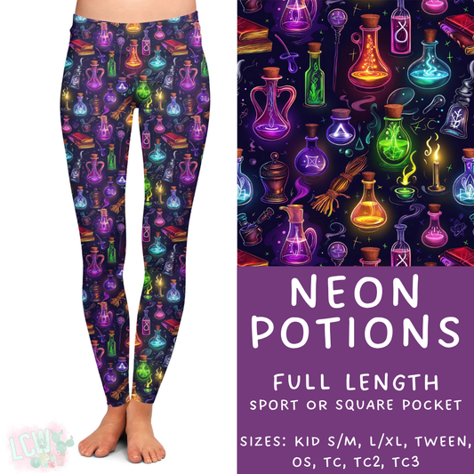 Ready To Ship - Neon Potions Full Length Leggings - Sport Pockets OS