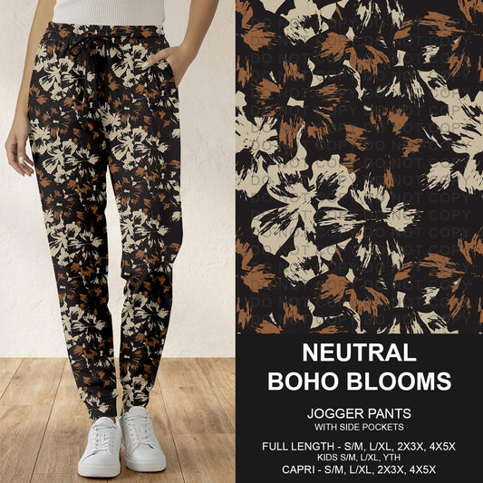 B291 - Preorder Neutral Boho Blooms Joggers (Closes 5/17. ETA: late July)