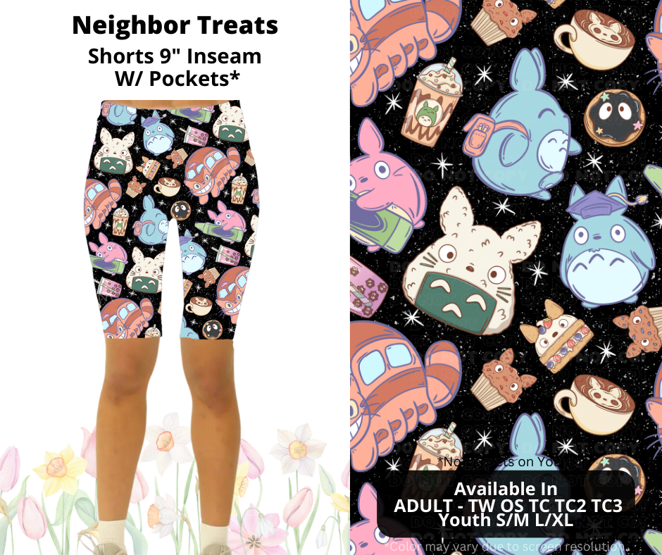 Preorder! Closes 3/17. ETA June. Neighbor Treats 9" Inseam Shorts w/wo Pockets