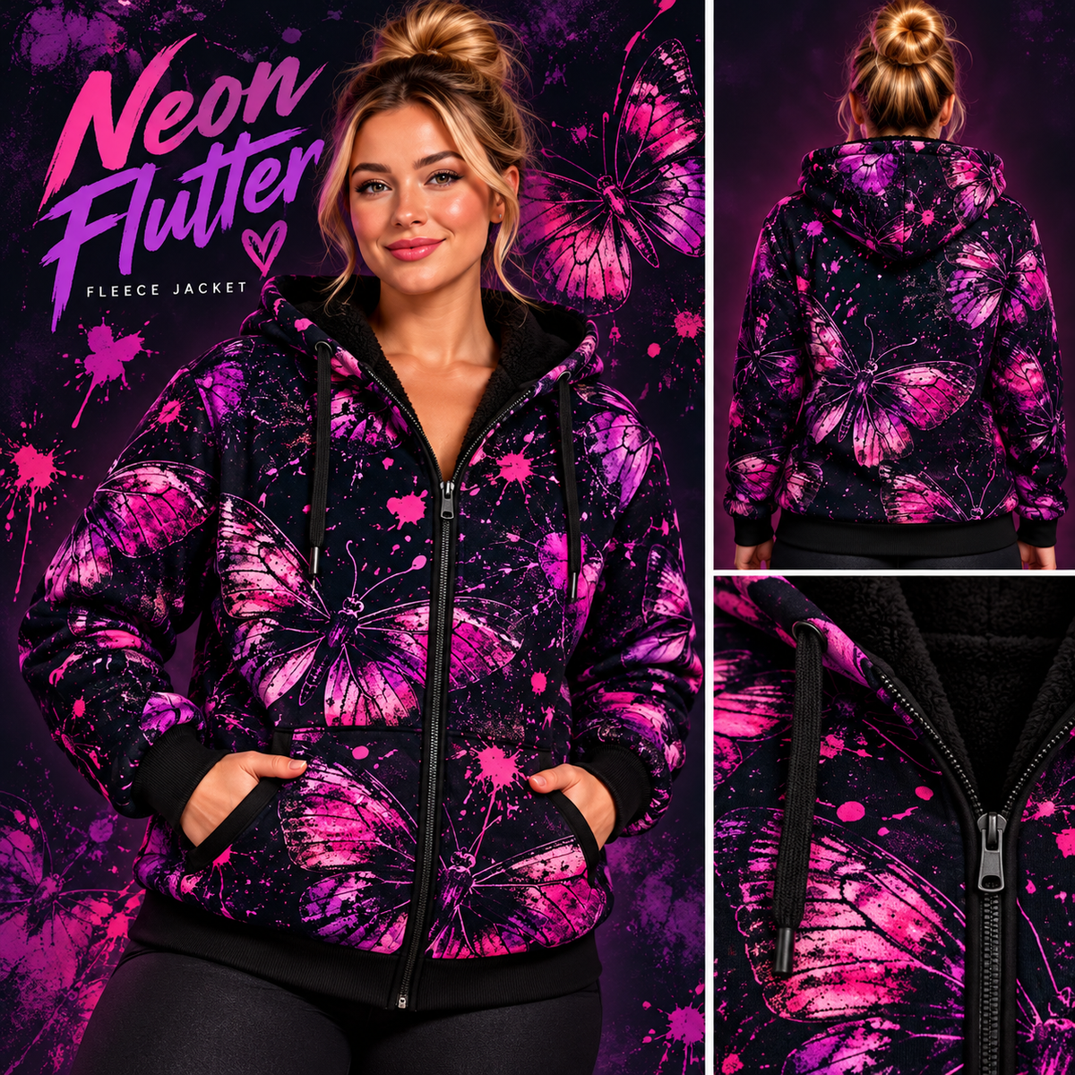 Neon Flutter-FLEECE LINED HOODED JACKET-PREORDER CLOSING 11/9