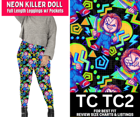 Neon Killer Doll Full Length Leggings w/ Pockets