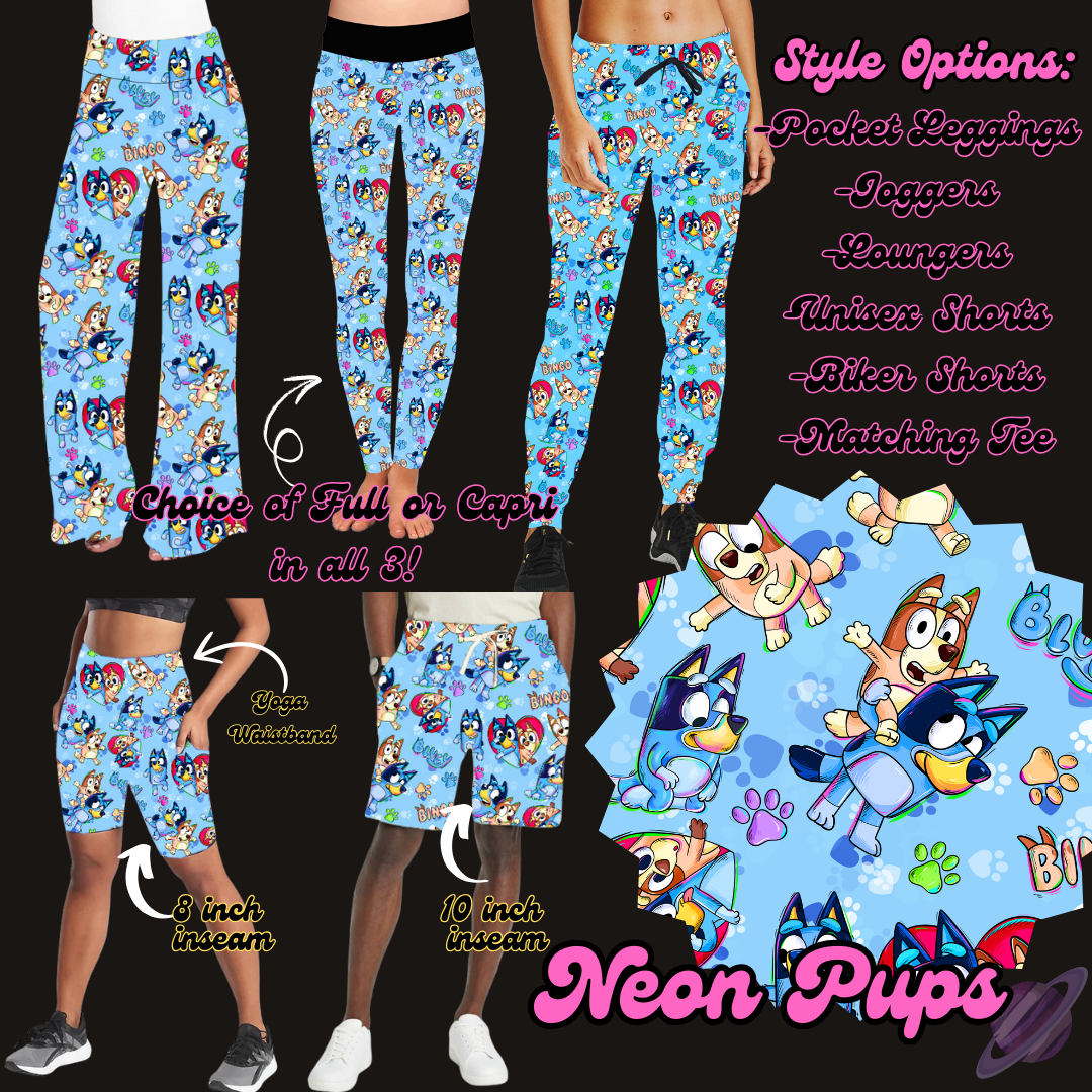 NEON PUPS- LEGGING/JOGGER/LOUNGER/SHORTS - BATCH 102 PREORDER CLOSING 3/9