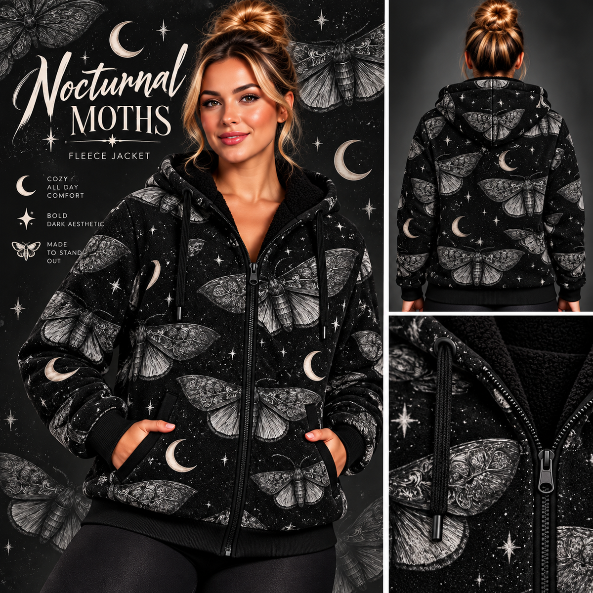 Nocturnal Moths-FLEECE LINED HOODED JACKET-PREORDER CLOSING 11/9