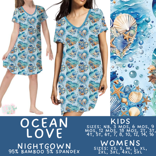 Ready to Ship Ocean Love Adult's & Kid's Bamboo Nightgown - 12
