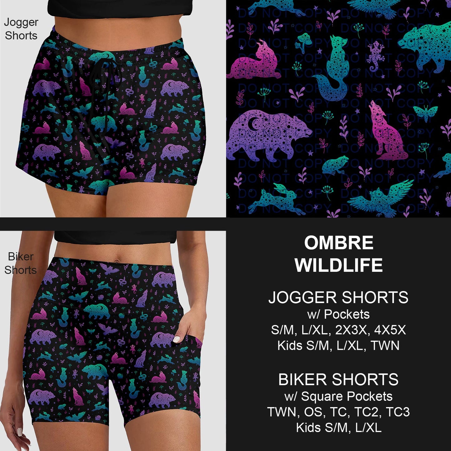 B281 - Preorder Ombre Wildlife Jogger/Biker Shorts (Closes 3/25. ETA: early June)