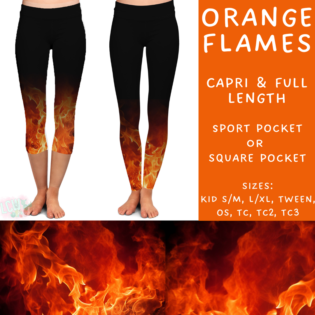 Ready To Ship - Orange Flames Full Length Leggings
