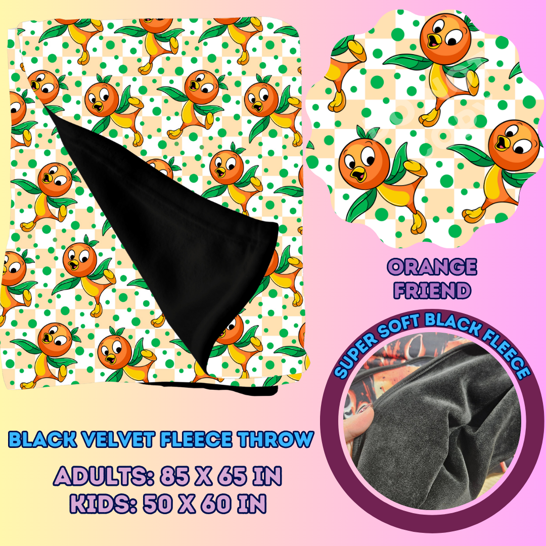 ORANGE FRIEND - SOFT BLACK FLEECE THROWS 7 - PREORDER CLOSING 1/13