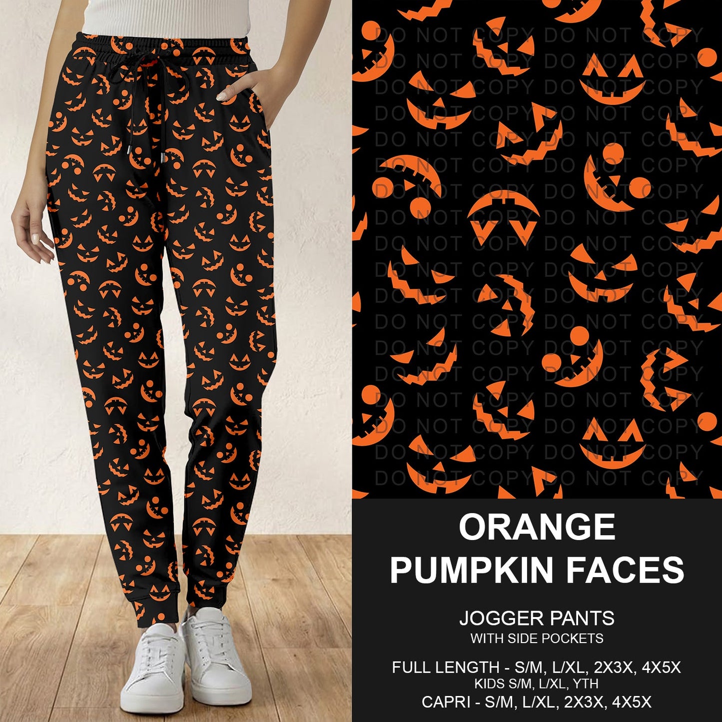 B295 - Preorder Orange Pumpkin Faces Joggers (Closes 6/14. ETA: late Aug.)