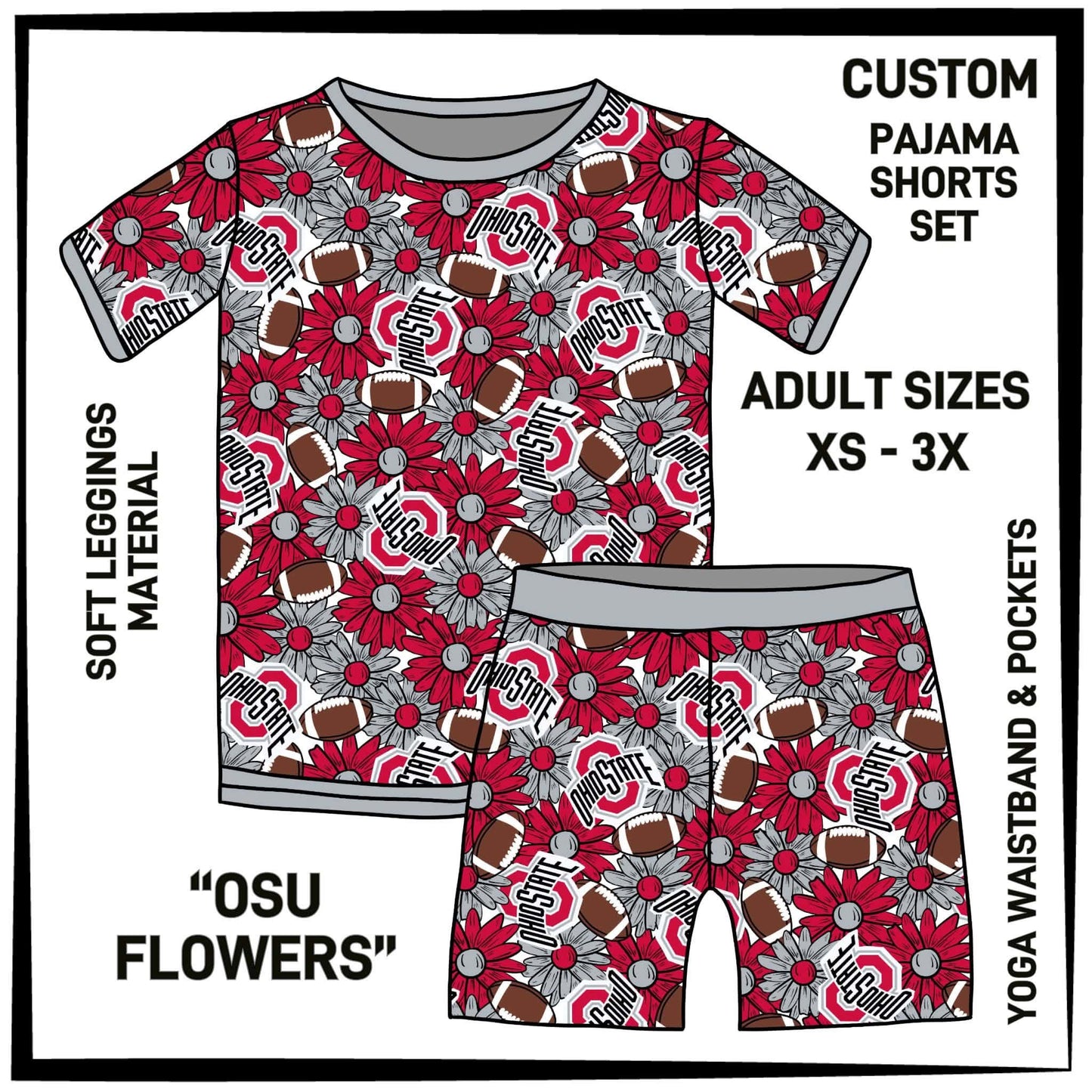 PS1S - Osu Flowers Pajamas Top & Shorts Set - Preorder Closing 7/1 ETA: Late Aug