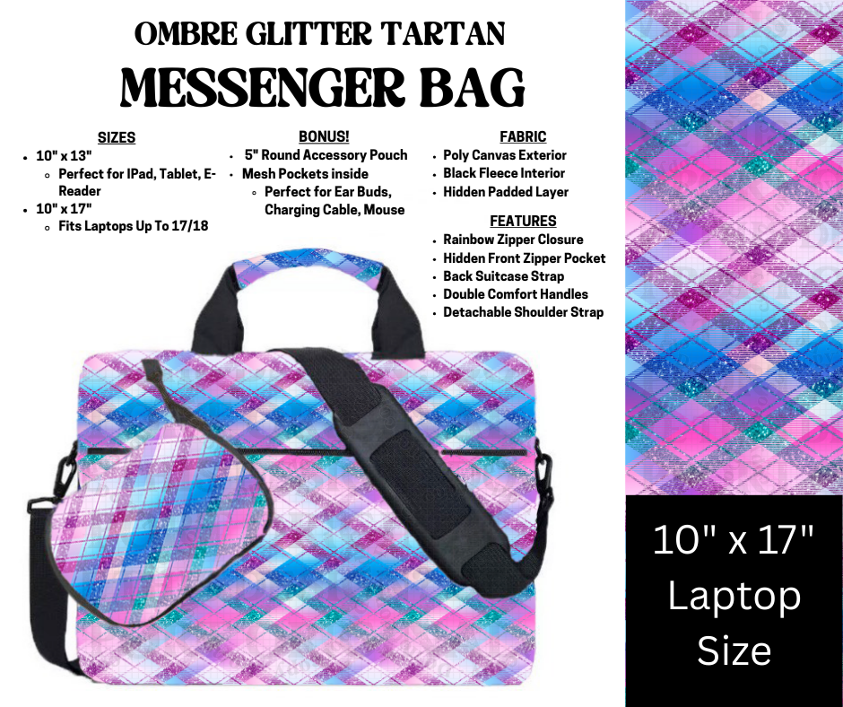 Ombre Glitter Tartan Messenger Bag
