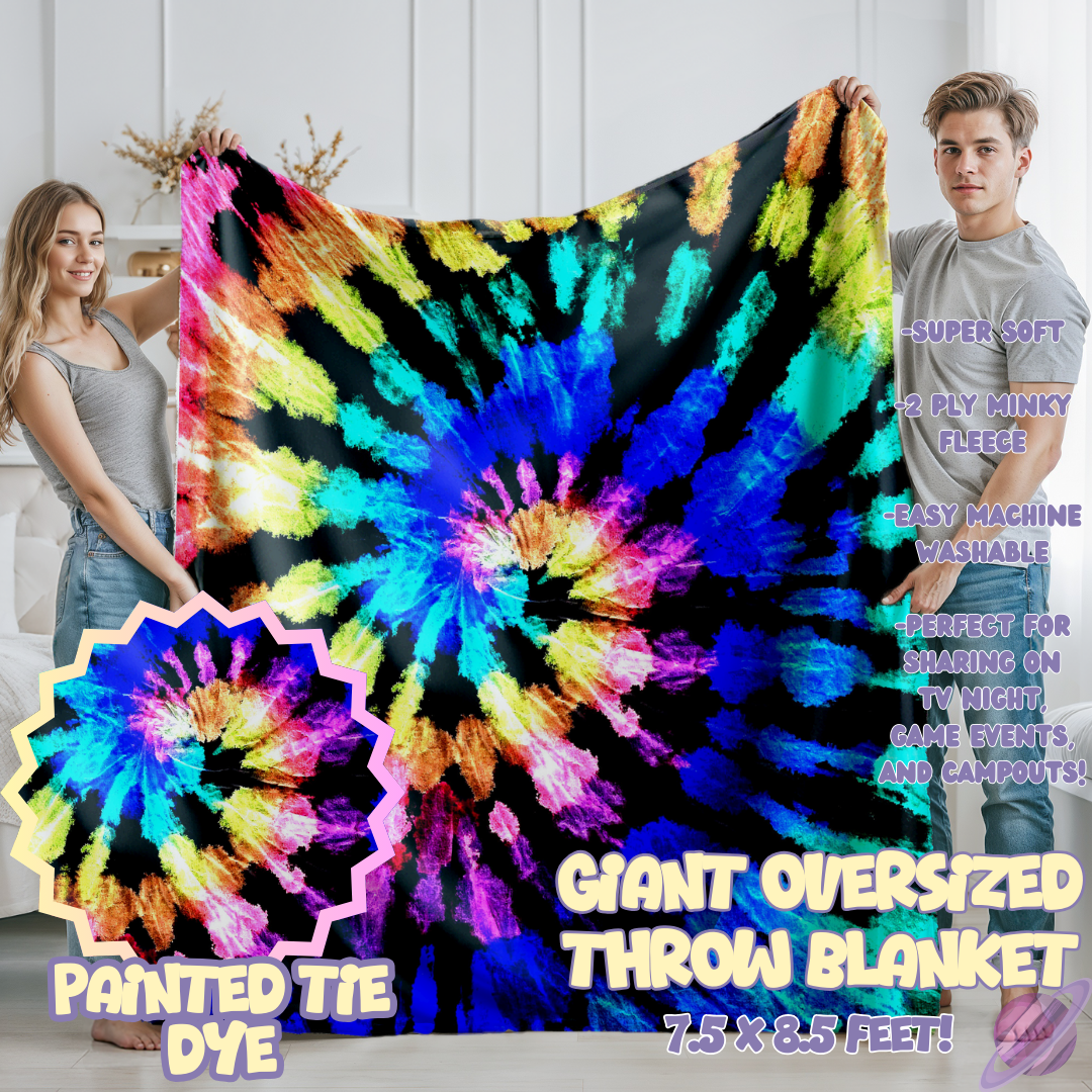 PAINTED TIE DYE- GIANT SHAREABLE THROW BLANKETS ROUND 12-PREORDER CLOSING 3/2