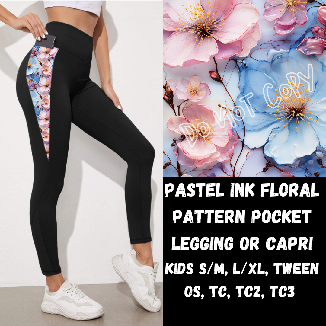 PASTEL INK FLORAL-PPO8 RUN-LEGGING/CAPRI PREORDER CLOSING 1/17 ETA APRIL