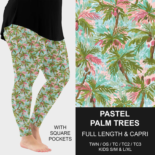 B282 - Preorder Pastel Palm Trees Leggings w/ Pockets (Closes 3/29. ETA: early June)