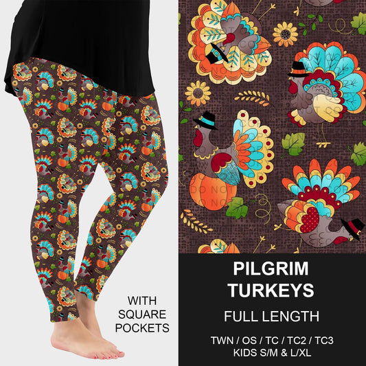 B250 - Preorder Pilgrim Turkeys Leggings w/ Pockets (Closes 9/07. ETA early Nov.)