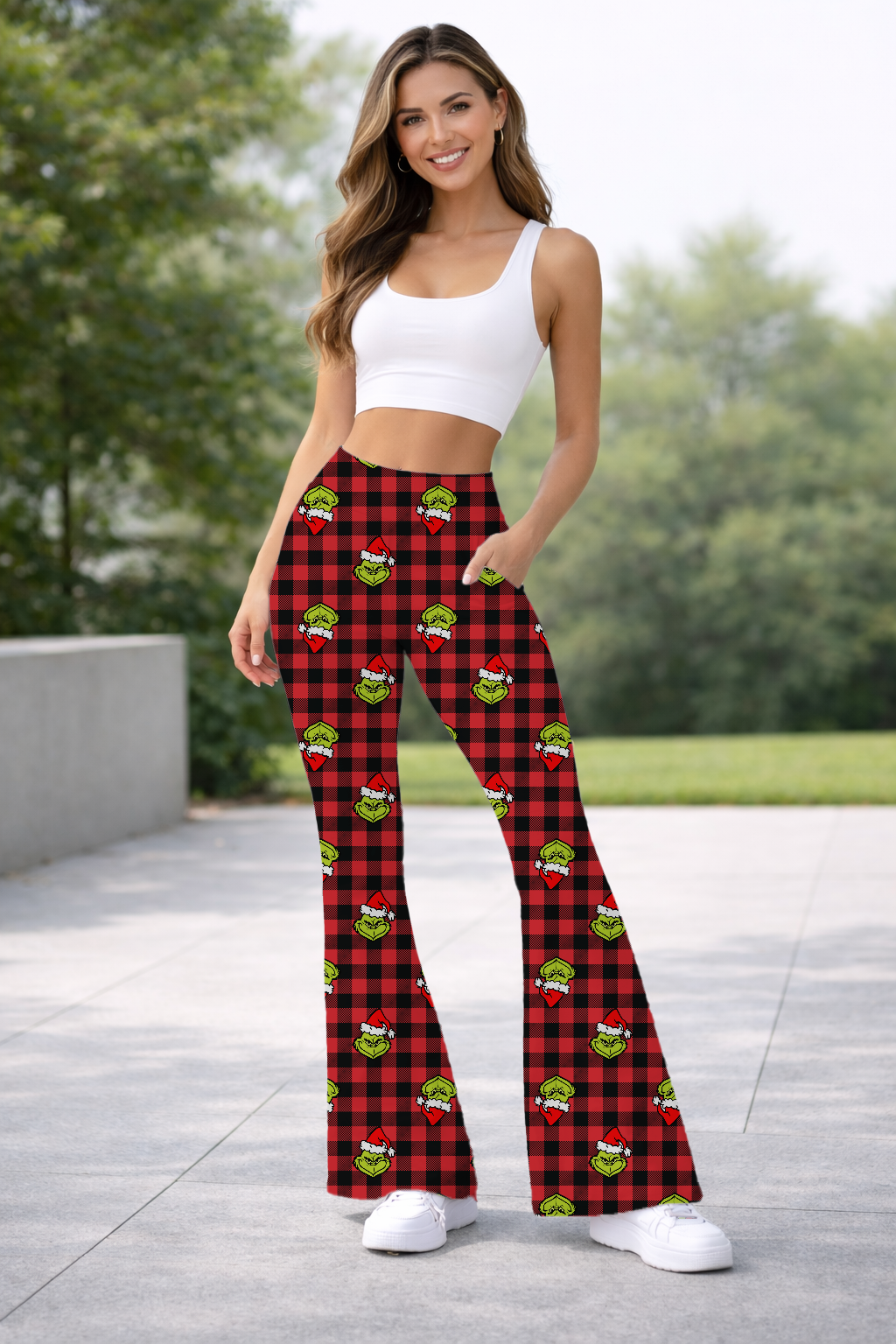 PLAID MEAN-HOLIDAY RUN-YOGA FLARE PANTS-PREORDER DUE 9/18