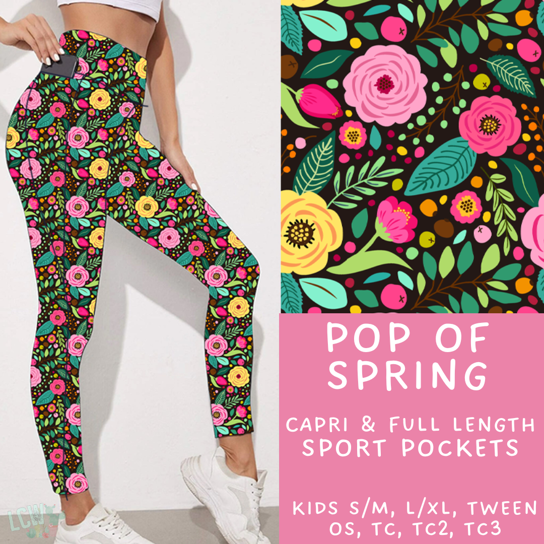 Ready To Ship - Pop of Spring Capri Leggings - TC Sport Pocket