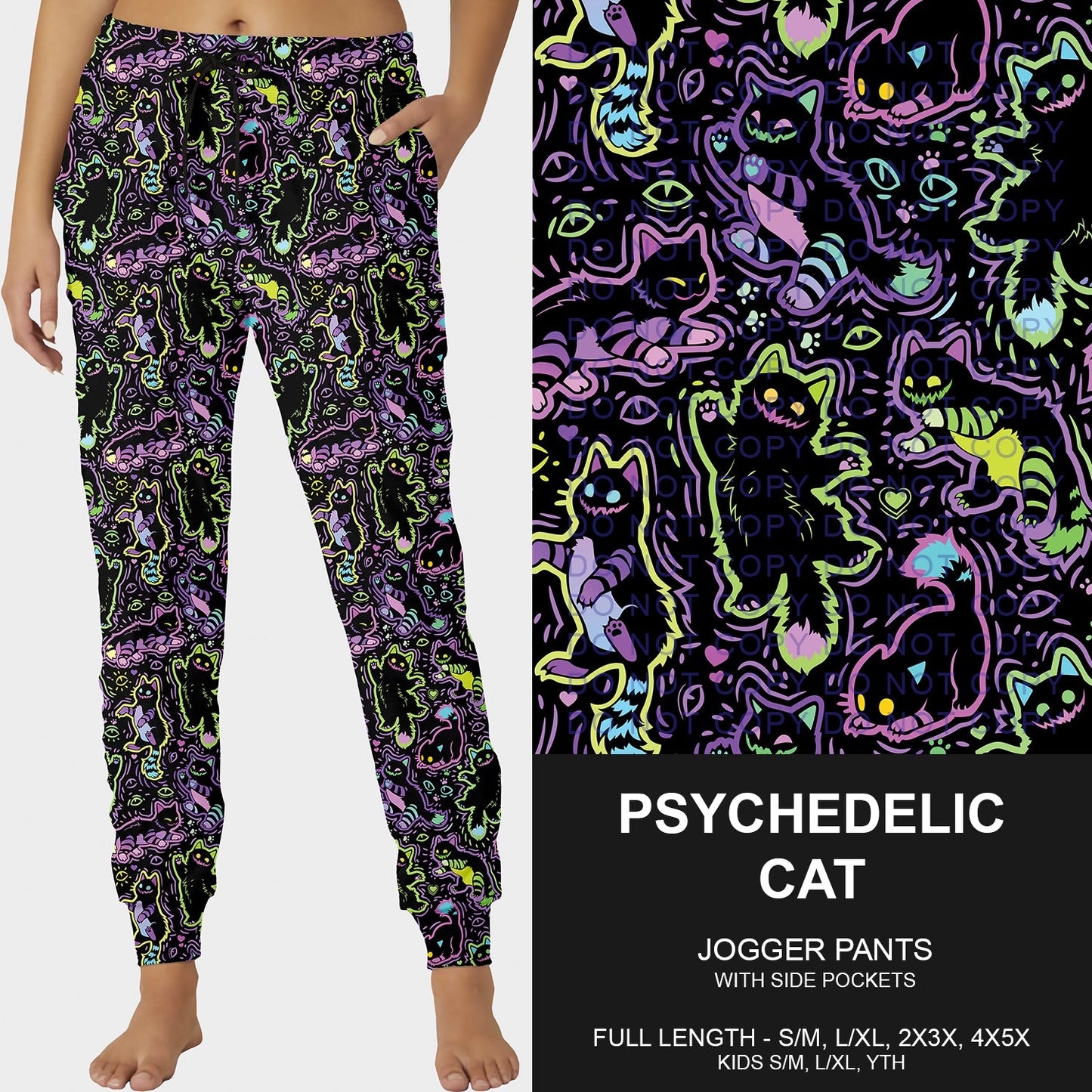 B252 - Preorder Psychedelic Cat Joggers (Closes 9/21. ETA mid Nov.)