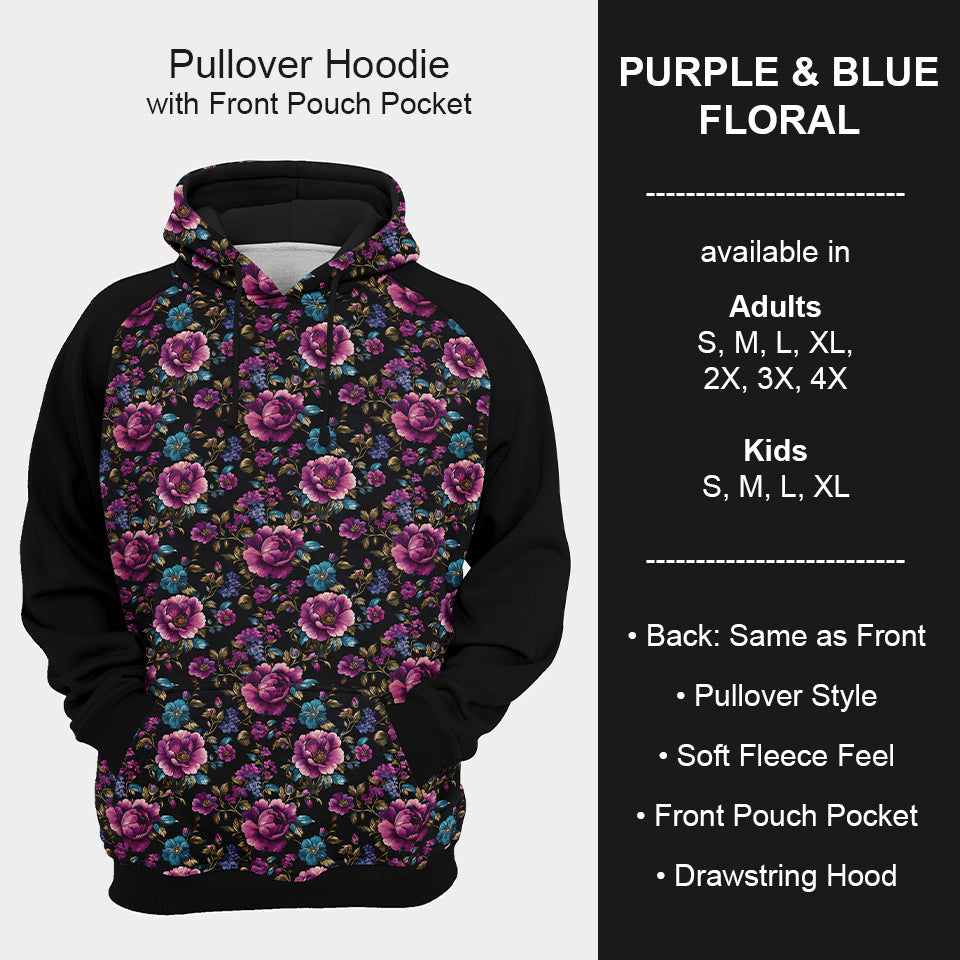 B199 - Preorder Purple and Blue Floral Hoodie (Closes 12/11. ETA mid Feb.)