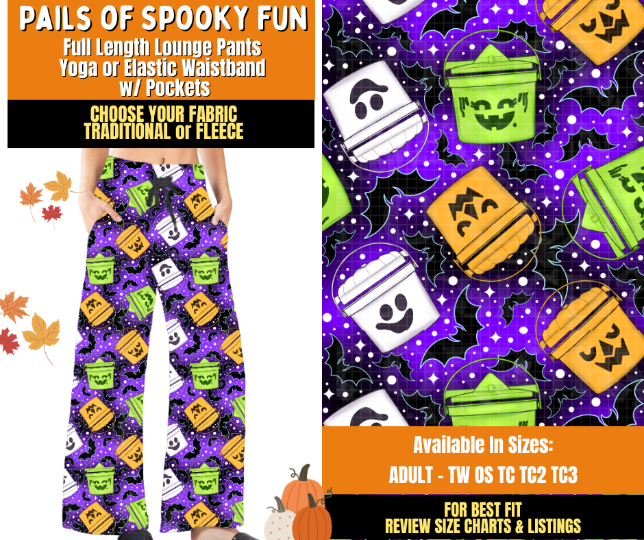 Preorder! Closes 7/16. ETA Oct. Pails of Spooky Fun Lounge Pants Choose Fleece or Traditional
