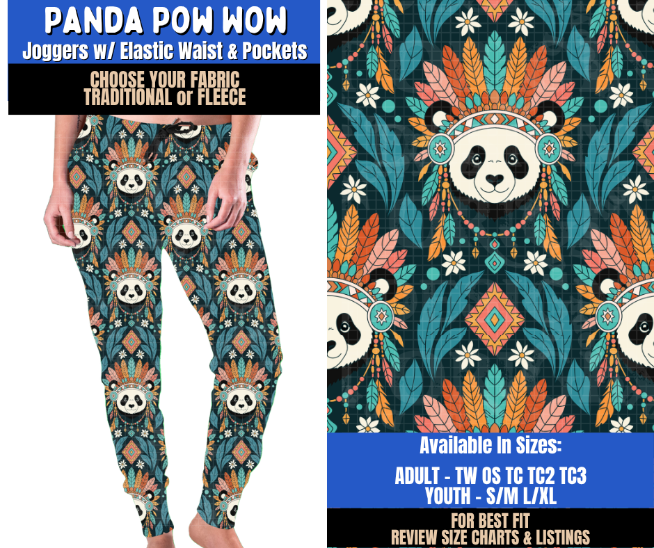 Preorder! Closes 9/10. ETA Dec. Panda Pow Wow Joggers Choose Fleece or Traditional