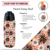 Preorder! Closes 3/20. ETA June. Peach Daisy Skull Flip Top Tumbler