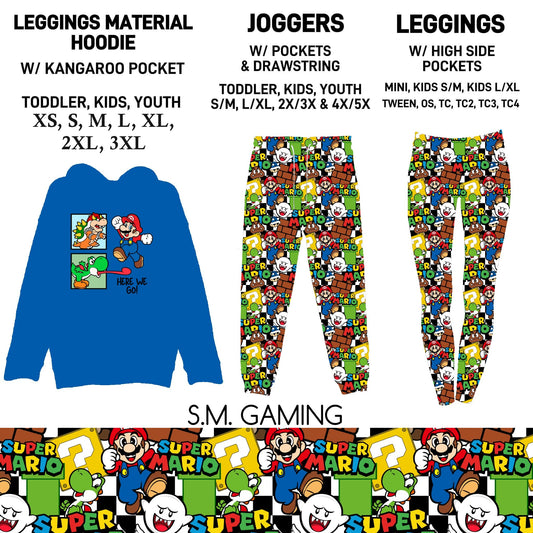 302BT - S.M. Gaming Leggings Material Hoodie/Leggings/Full Joggers - Preorder Due 10/25 ETA: Late Dec