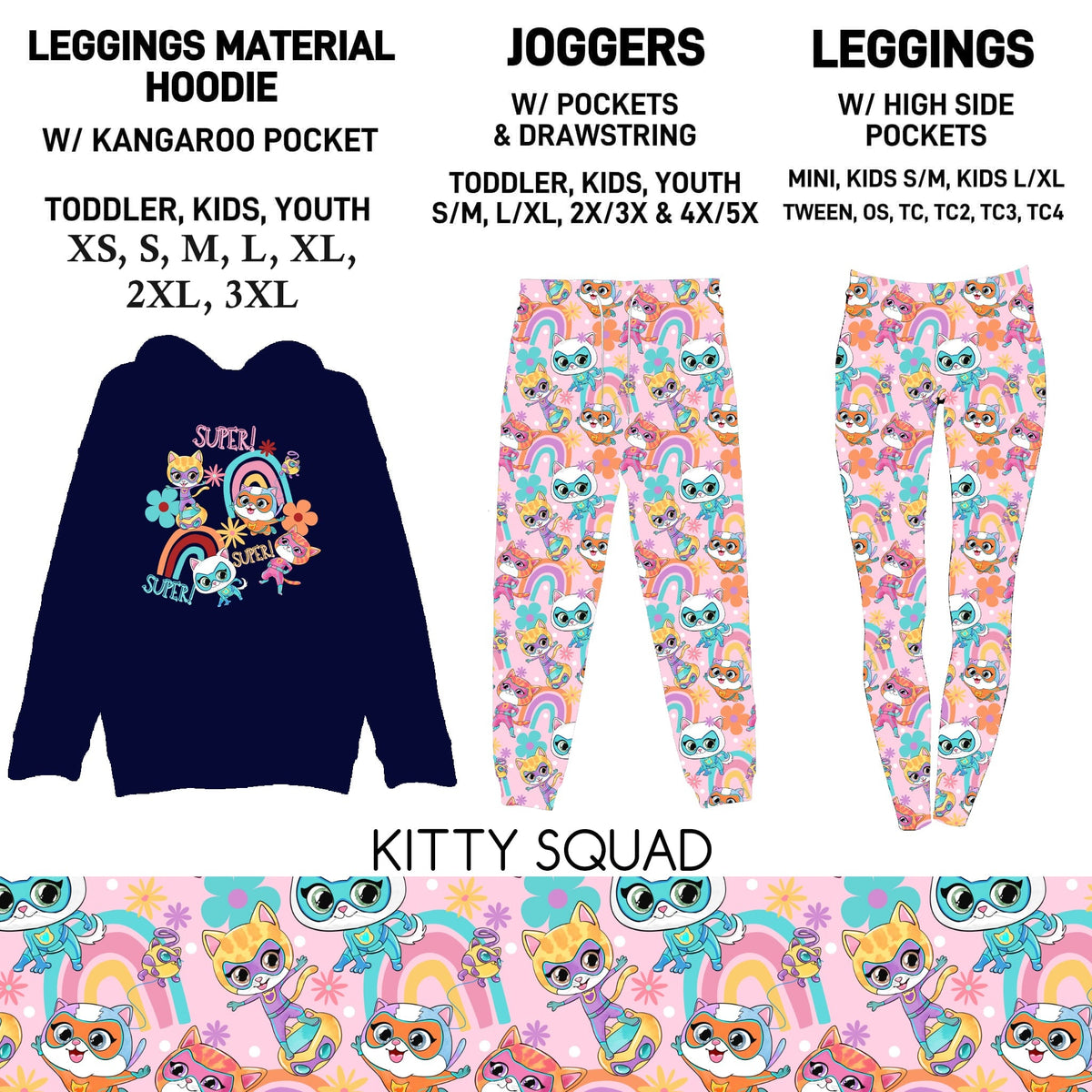 302BT - Kitty Squad Leggings Material Hoodie/Leggings/Full Joggers - Preorder Due 10/25 ETA: Late Dec