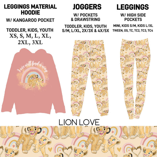 HDT1 - Lion Love Leggings Material Hoodie/Leggings/Full Joggers - Preorder Due 10/25 ETA: Late Dec