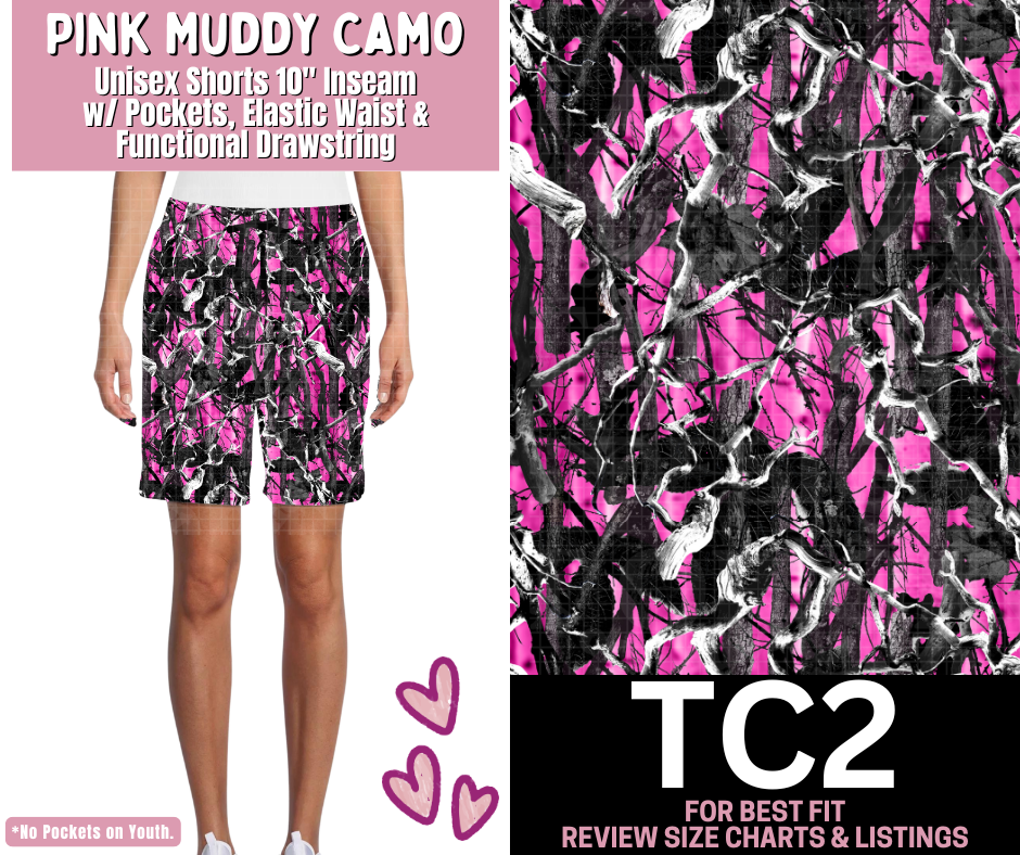 Pink Muddy Camo Unisex Shorts