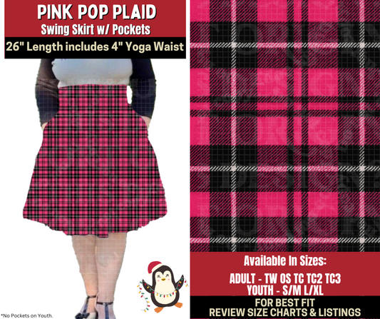 Preorder! Closes 9/4. ETA Dec. Pink Pop Plaid Swing Skirt