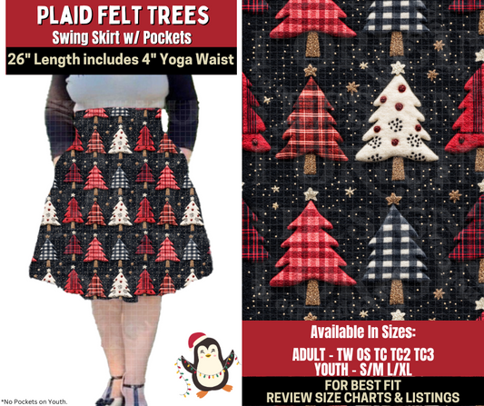 Preorder! Closes 9/4. ETA Dec. Plaid Felt Trees Swing Skirt